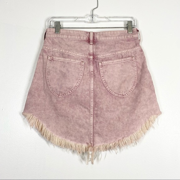 FREE PEOPLE Bailey Denim Mini Skirt Jungle Flower Pink 26 - Picture 4 of 6